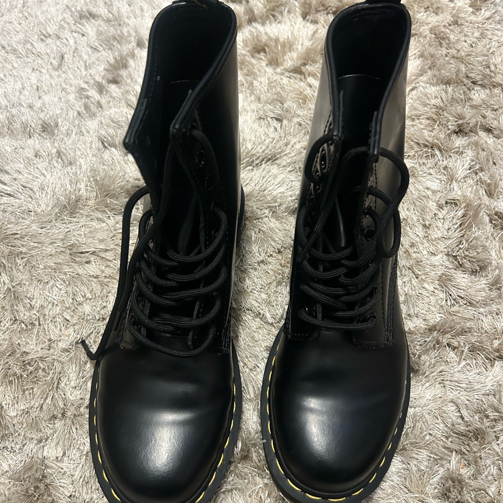 Black Leather Lace-Up Boots